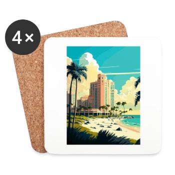 Marco Island Florida Vintage Travel Poster WPA Art - Coasters (set of 4) - white - Front