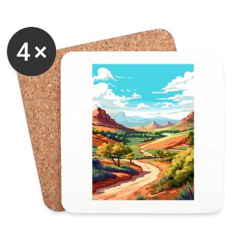 Mount Scott Texas Vintage Travel Poster Souvenir - Coasters (set of 4) - white - Front