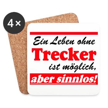 Traktor , Trecker , Landmaschine,Leben sinnlos(25) - Untersetzer (4er-Set) - Weiß - Vorne