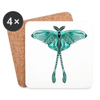 Papillon de lune chinois - Luna Moon Moth - Dessous de verre (lot de 4) - blanc - Devant