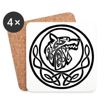 Black Wolf Lunar Symbol - Coasters (set of 4) - white - Front