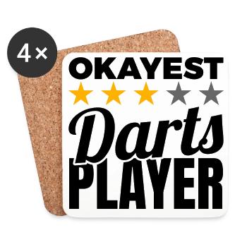 Lustiger Dartspieler - Untersetzer (4er-Set) - Weiß - Vorne