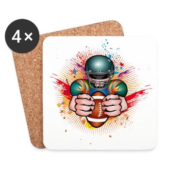 Joueur de football avec un ballon de football dans le style graffiti - Dessous de verre (lot de 4) - blanc - Devant
