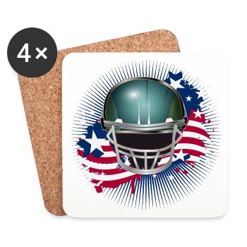 Football Helmet with American Flag - Coasters (set of 4) - white - Front