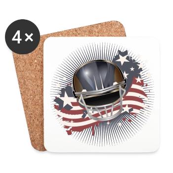Casque de football avec drapeau des États-Unis aux couleurs vintage - Dessous de verre (lot de 4) - blanc - Devant