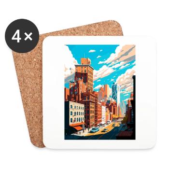 New York State Vintage Travel Poster WPA Souvenir - Coasters (set of 4) - white - Front