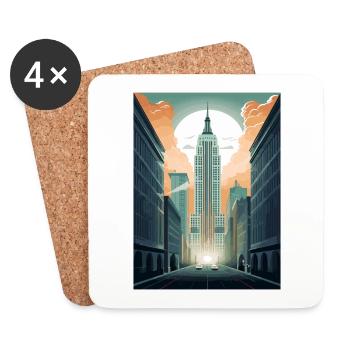 New York State Vintage Travel Poster WPA Souvenir - Coasters (set of 4) - white - Front