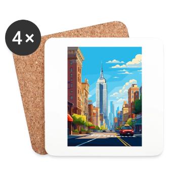 New York State Vintage Travel Poster WPA Souvenir - Coasters (set of 4) - white - Front