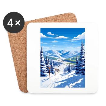 Deer Valley Utah Vintage voyage affiche Souvenir - Dessous de verre (lot de 4) - blanc - Devant