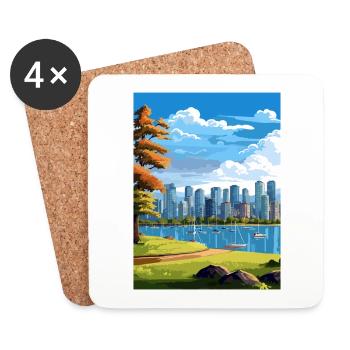 Vancouver Canada Vintage Travel Poster Souvenir - Coasters (set of 4) - white - Front