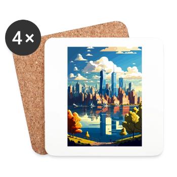 Manhattan New York Vintage voyage affiche Souvenir - Dessous de verre (lot de 4) - blanc - Devant