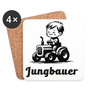 jungbauer nachwuchs bauernhof bauer babygeschenk - Untersetzer (4er-Set) - Weiß - Vorne