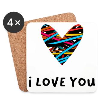 PAAR. ICH HABE GERADE GEHEIRATET. Junggesellinnenabschied. VALENTINSTAG. MARIES - Untersetzer (4er-Set) - Weiß - Vorne