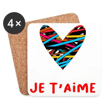 HERZ. HERZ. VALENTINSTAG. LIEBE. LIEBE. PAAR. - Untersetzer (4er-Set) - Weiß - Vorne