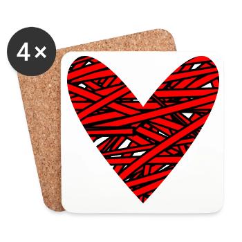 HEART. HEARTS. VALENTINE'S DAY. LOVE. LOVE. COUPLE. - Coasters (set of 4) - white - Front