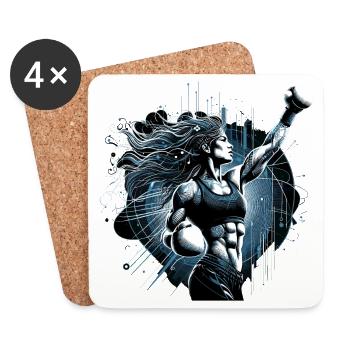 Boxer Woman Victory Pose Boxing Gift - Coasters (set of 4) - white - Front