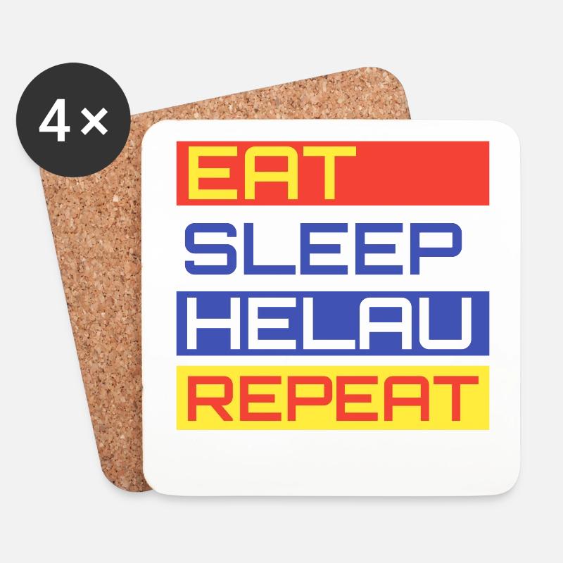 EAT SLEEP HELAU REPEAT Design - Untersetzer (4er-Set) - Weiß