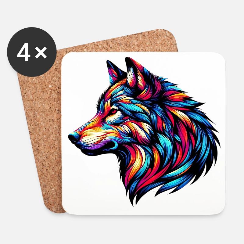 Wolf - Untersetzer (4er-Set) - Weiß