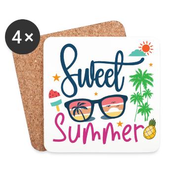 Süßer Sommer - Untersetzer (4er-Set) - Weiß - Vorne