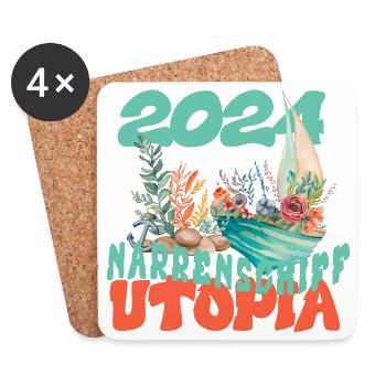 Ship of Fools Utopia in 2024 - Coasters (set of 4) - white - Front