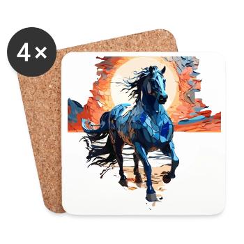 Stylish Blue Horse Illustration - Coasters (set of 4) - white - Front