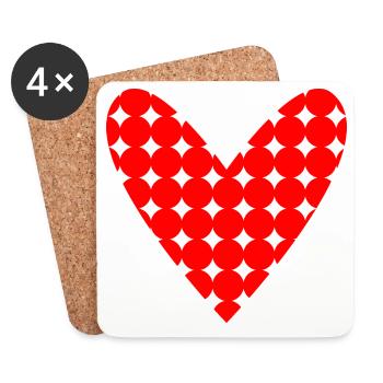 HERZ. HERZ. VALENTINSTAG. LIEBE. LIEBE. PAAR. - Untersetzer (4er-Set) - Weiß - Vorne