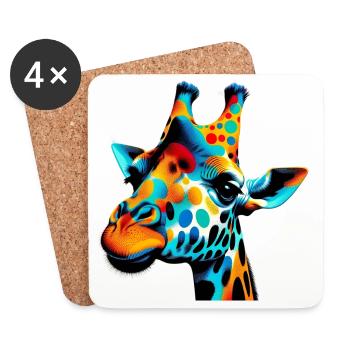 Girafe Pop Art - Dessous de verre (lot de 4) - blanc - Devant