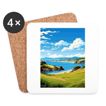 Bay Of Islands Neuseeland Vintage Reiseposter - Untersetzer (4er-Set) - Weiß - Vorne