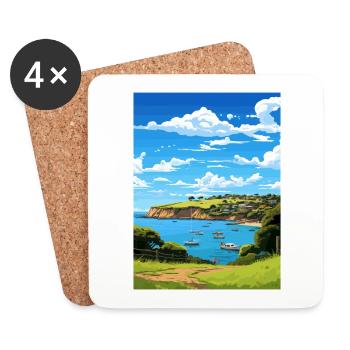 Waiheke Island Neuseeland Vintage Reiseposter - Untersetzer (4er-Set) - Weiß - Vorne