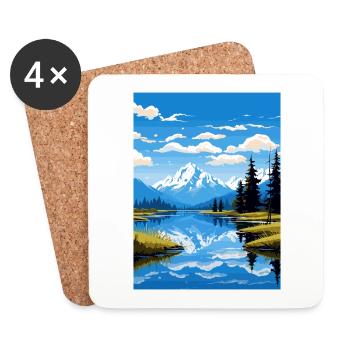 Lake Matheson Neuseeland Vintage Reiseposter - Untersetzer (4er-Set) - Weiß - Vorne