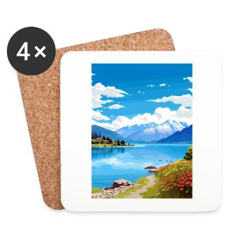 Lake Wakatipu Neuseeland Vintage Reiseposter - Untersetzer (4er-Set) - Weiß - Vorne