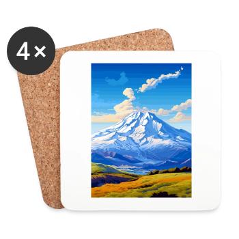 Mount Ruapehu Neuseeland Vintage Reiseposter - Untersetzer (4er-Set) - Weiß - Vorne