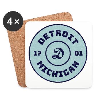 Detroit Michigan Emblem 1701 - Untersetzer (4er-Set) - Weiß - Vorne