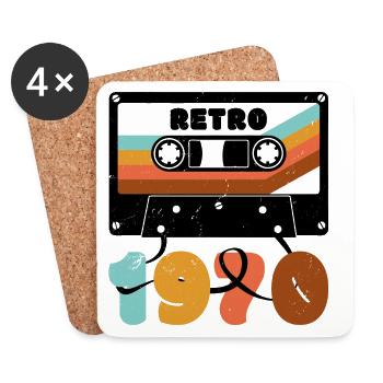 1970 Retro Music Tape Cassette - Coasters (set of 4) - white - Front