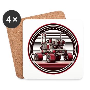 "Celestial Explorer" - Space Rover Badge - Coasters (set of 4) - white - Front