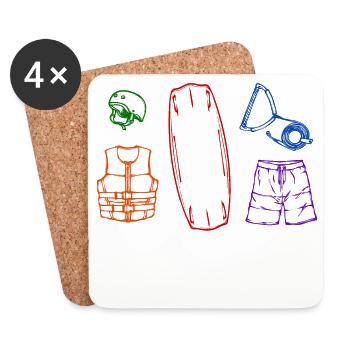 Surfing, wakeboard, surfboard, water skiing, water sports - Coasters (set of 4) - white - Front
