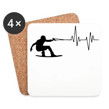 Sports nautiques Wakesurf Planche de surf Stunt Wakeboard - Dessous de verre (lot de 4) - blanc - Devant