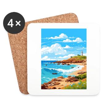 Montague Island Australie Affiche de voyage Vintage - Dessous de verre (lot de 4) - blanc - Devant