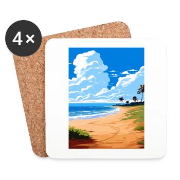 Four Mile Beach Australien Vintage-Reiseposter - Untersetzer (4er-Set) - Weiß - Vorne
