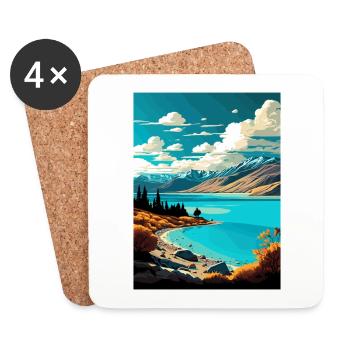Lake Pukaki Neuseeland Vintage Reiseposter WPA - Untersetzer (4er-Set) - Weiß - Vorne
