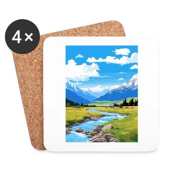 Arthurs Pass Nationalpark Vintage Reiseposter - Untersetzer (4er-Set) - Weiß - Vorne