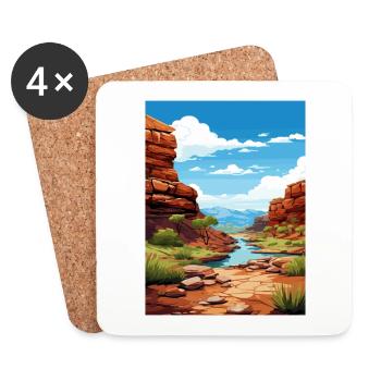 Parc national de Karijini en Australie Affiche de voyage - Dessous de verre (lot de 4) - blanc - Devant