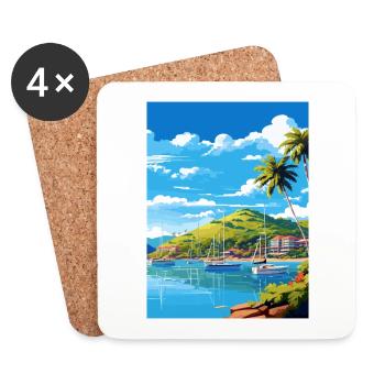 Île Hamilton Australie déco voyage affiche - Dessous de verre (lot de 4) - blanc - Devant