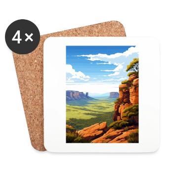 Parc national des Grampians Australie affiche de voyage - Dessous de verre (lot de 4) - blanc - Devant