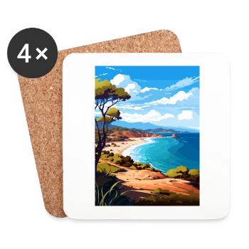 Parc national de Freycinet en Australie affiche de voyage - Dessous de verre (lot de 4) - blanc - Devant