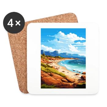 Parc national de Freycinet en Australie affiche de voyage - Dessous de verre (lot de 4) - blanc - Devant