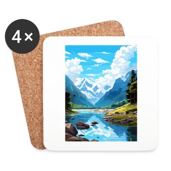 Fiordland Nationalpark Neuseeland Reiseposter - Untersetzer (4er-Set) - Weiß - Vorne