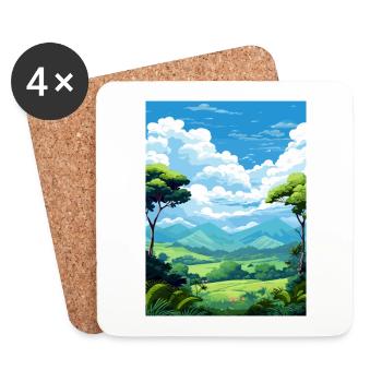 Daintree Rainforest Australia Deco Travel Poster - Coasters (set of 4) - white - Front