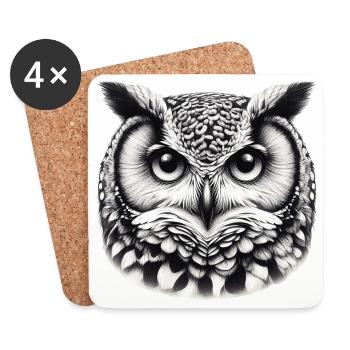 Owl - Coasters (set of 4) - white - Front