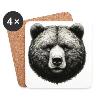 Bär - Untersetzer (4er-Set) - Weiß - Vorne